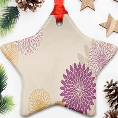 Star Sunflower Floral Grey Purple Orange Ornament (star)