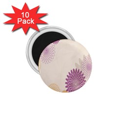 Star Sunflower Floral Grey Purple Orange 1 75  Magnets (10 Pack) 