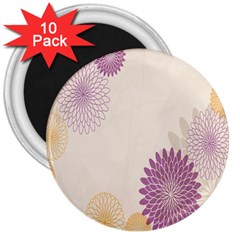 Star Sunflower Floral Grey Purple Orange 3  Magnets (10 Pack)  by Mariart