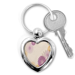 Star Sunflower Floral Grey Purple Orange Key Chains (heart) 