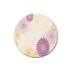 Star Sunflower Floral Grey Purple Orange Magnet 3  (round) by Mariart