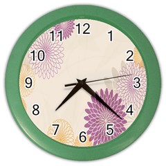 Star Sunflower Floral Grey Purple Orange Color Wall Clocks by Mariart