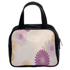 Star Sunflower Floral Grey Purple Orange Classic Handbags (2 Sides) by Mariart