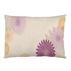 Star Sunflower Floral Grey Purple Orange Pillow Case by Mariart