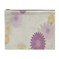 Star Sunflower Floral Grey Purple Orange Cosmetic Bag (xl) by Mariart