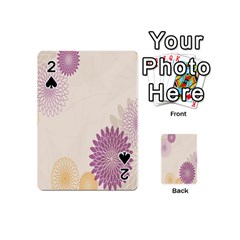 Star Sunflower Floral Grey Purple Orange Playing Cards 54 (mini)  by Mariart