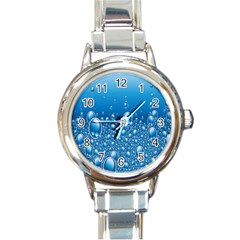 Water Bubble Blue Foam Round Italian Charm Watch by Mariart