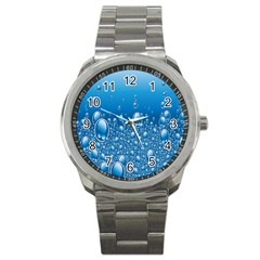 Water Bubble Blue Foam Sport Metal Watch by Mariart