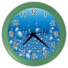 Water Bubble Blue Foam Color Wall Clocks by Mariart