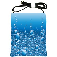 Water Bubble Blue Foam Shoulder Sling Bags by Mariart