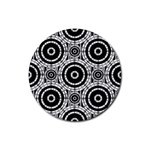 Geometric Black And White Rubber Coaster (Round)  Front