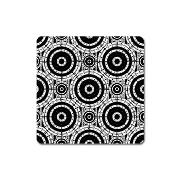 Geometric Black And White Square Magnet