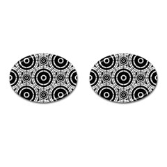 Geometric Black And White Cufflinks (oval) by linceazul