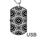 Geometric Black And White Dog Tag USB Flash (One Side) Front