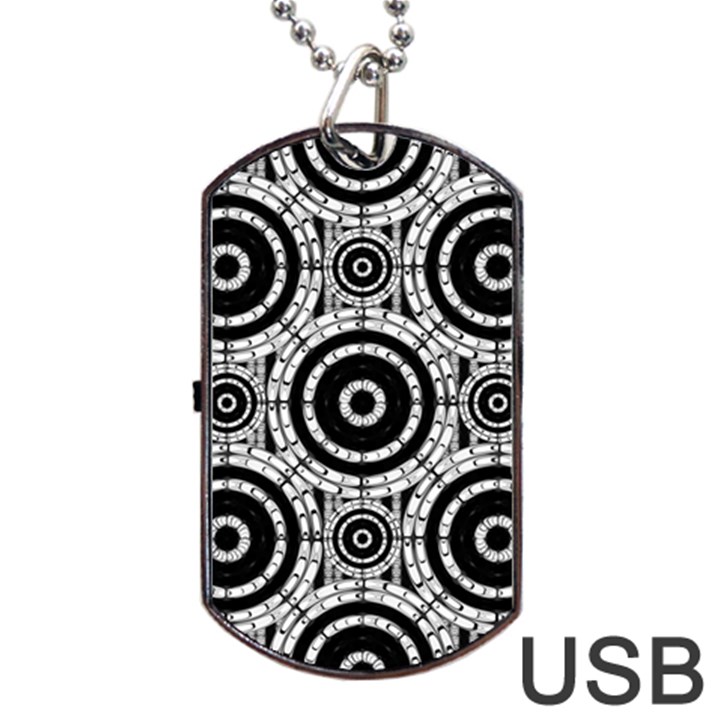 Geometric Black And White Dog Tag USB Flash (One Side)