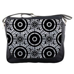 Geometric Black And White Messenger Bags by linceazul