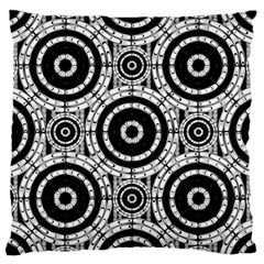 Geometric Black And White Large Cushion Case (one Side) by linceazul