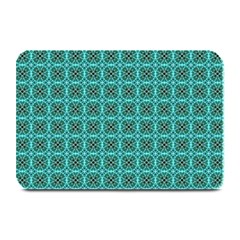 Turquoise Damask Pattern Plate Mats by linceazul