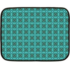 Turquoise Damask Pattern Double Sided Fleece Blanket (mini)  by linceazul