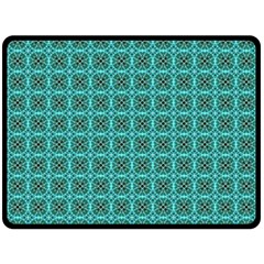 Turquoise Damask Pattern Fleece Blanket (large)  by linceazul