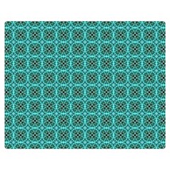 Turquoise Damask Pattern Double Sided Flano Blanket (medium)  by linceazul