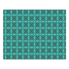 Turquoise Damask Pattern Double Sided Flano Blanket (large)  by linceazul