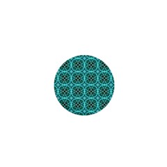 Turquoise Damask Pattern 1  Mini Buttons by linceazul