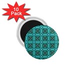 Turquoise Damask Pattern 1.75  Magnets (10 pack)  Front