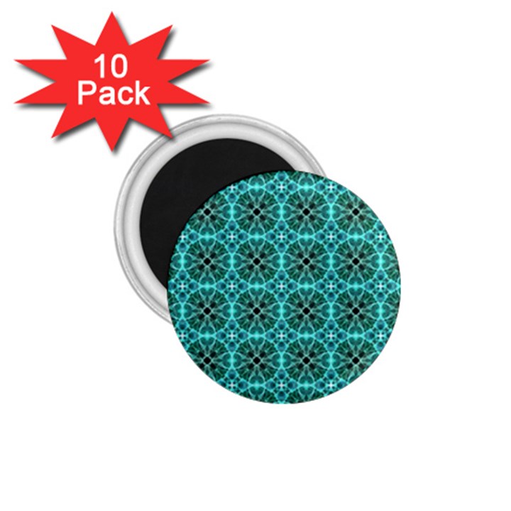 Turquoise Damask Pattern 1.75  Magnets (10 pack) 