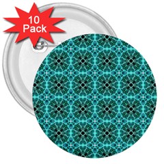 Turquoise Damask Pattern 3  Buttons (10 Pack)  by linceazul