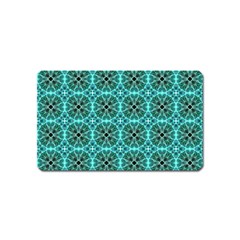 Turquoise Damask Pattern Magnet (name Card) by linceazul