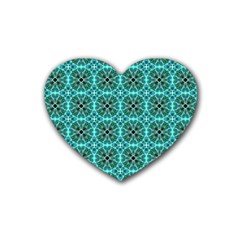 Turquoise Damask Pattern Heart Coaster (4 Pack)  by linceazul