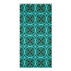 Turquoise Damask Pattern Shower Curtain 36  X 72  (stall)  by linceazul