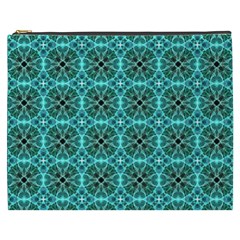 Turquoise Damask Pattern Cosmetic Bag (xxxl)  by linceazul