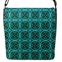 Turquoise Damask Pattern Flap Messenger Bag (s) by linceazul