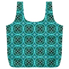 Turquoise Damask Pattern Full Print Recycle Bags (l)  by linceazul