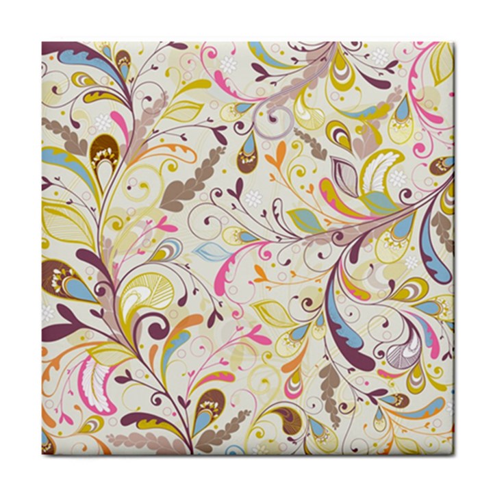 Colorful Seamless Floral Background Tile Coasters