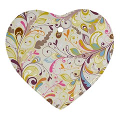 Colorful Seamless Floral Background Ornament (heart) by TastefulDesigns