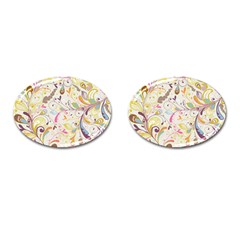 Colorful Seamless Floral Background Cufflinks (oval) by TastefulDesigns