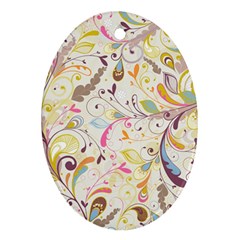 Colorful Seamless Floral Background Oval Ornament (two Sides) by TastefulDesigns