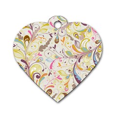 Colorful Seamless Floral Background Dog Tag Heart (two Sides) by TastefulDesigns