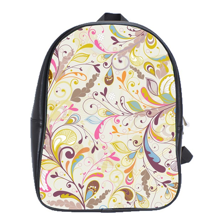 Colorful Seamless Floral Background School Bags(Large) 