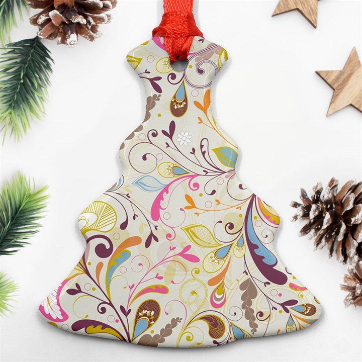 Colorful Seamless Floral Background Christmas Tree Ornament (Two Sides)