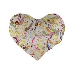 Colorful Seamless Floral Background Standard 16  Premium Heart Shape Cushions by TastefulDesigns