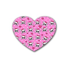 Cute Skulls  Rubber Coaster (heart)  by Valentinaart