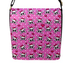 Cute Skulls  Flap Messenger Bag (l)  by Valentinaart