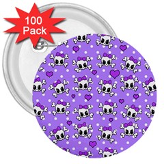 Cute Skulls  3  Buttons (100 Pack)  by Valentinaart