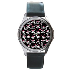 Cute Skulls  Round Metal Watch by Valentinaart