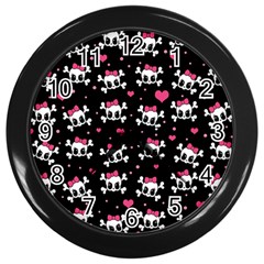 Cute Skulls  Wall Clocks (black) by Valentinaart