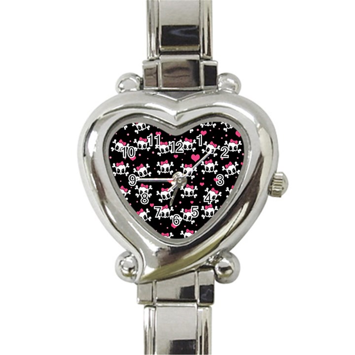 Cute skulls  Heart Italian Charm Watch